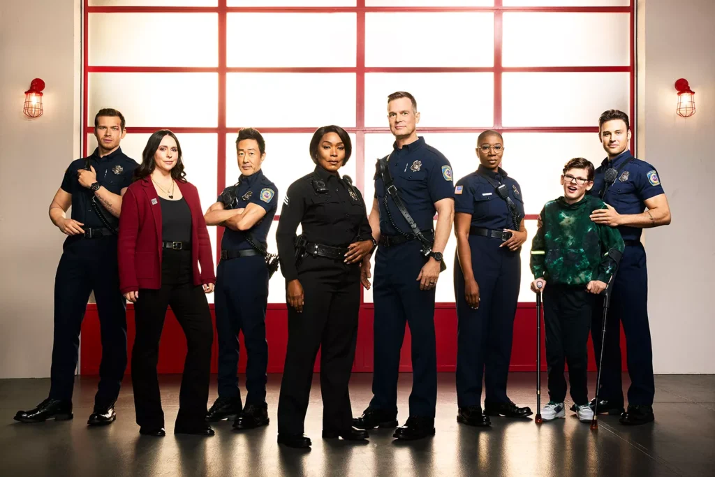 ABCs 911 stars Oliver Stark as Evan Buck Buckley, Jennifer Love Hewitt as Maddie Kendall, Kenneth Choi as Howie âChimneyâ Han, Angela Bassett as Athena Grant, Peter Krause as Bobby Nash, Aisha Hinds as Henrietta âHenâ Wilson, Gavin McHugh as Christopher Diaz, and Ryan Guzman as Eddie Diaz