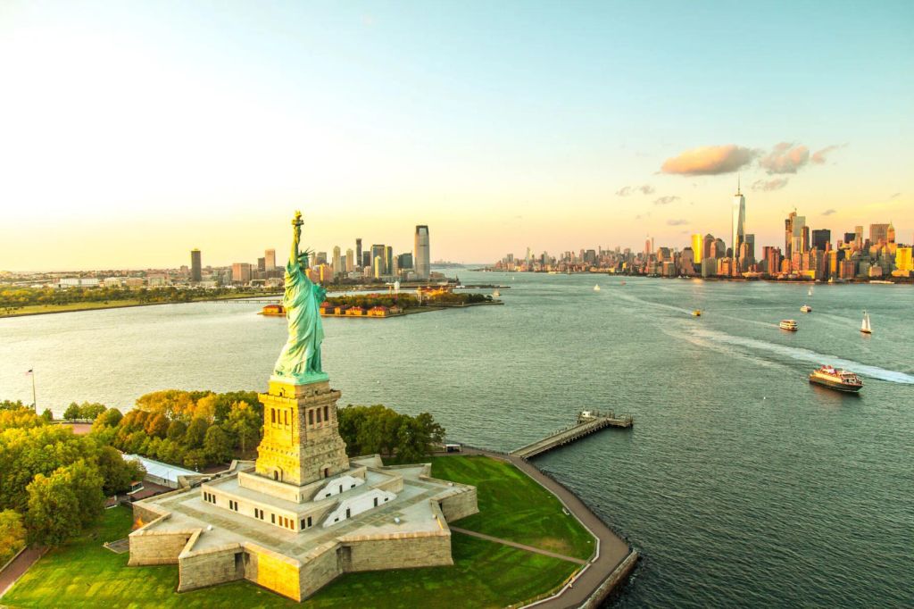 Aerial View of Liberty Island, New York