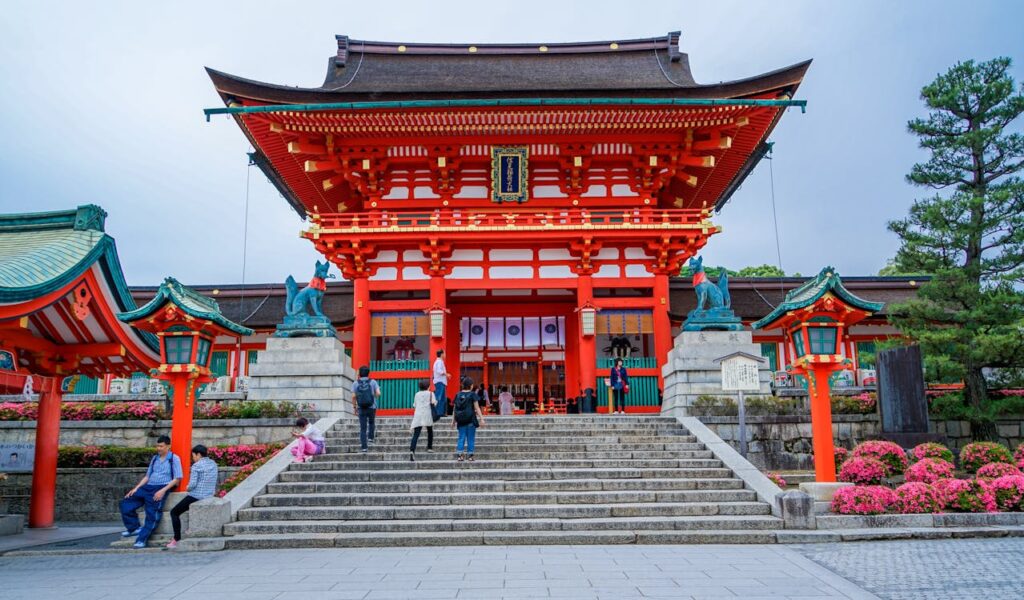 Kyoto Red and Brown Castle Landscape